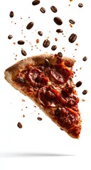 Delicious Pizza Slice with Scattered Olive Toppings