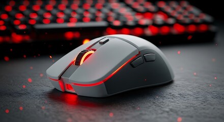 White gaming mouse with red illumination computer accessory