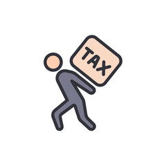 Person Carrying Heavy Tax Burden Concept With Transparent Background