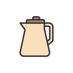 Minimalist Beige Kettle Illustration With Brown Lid Isolated On Transparent