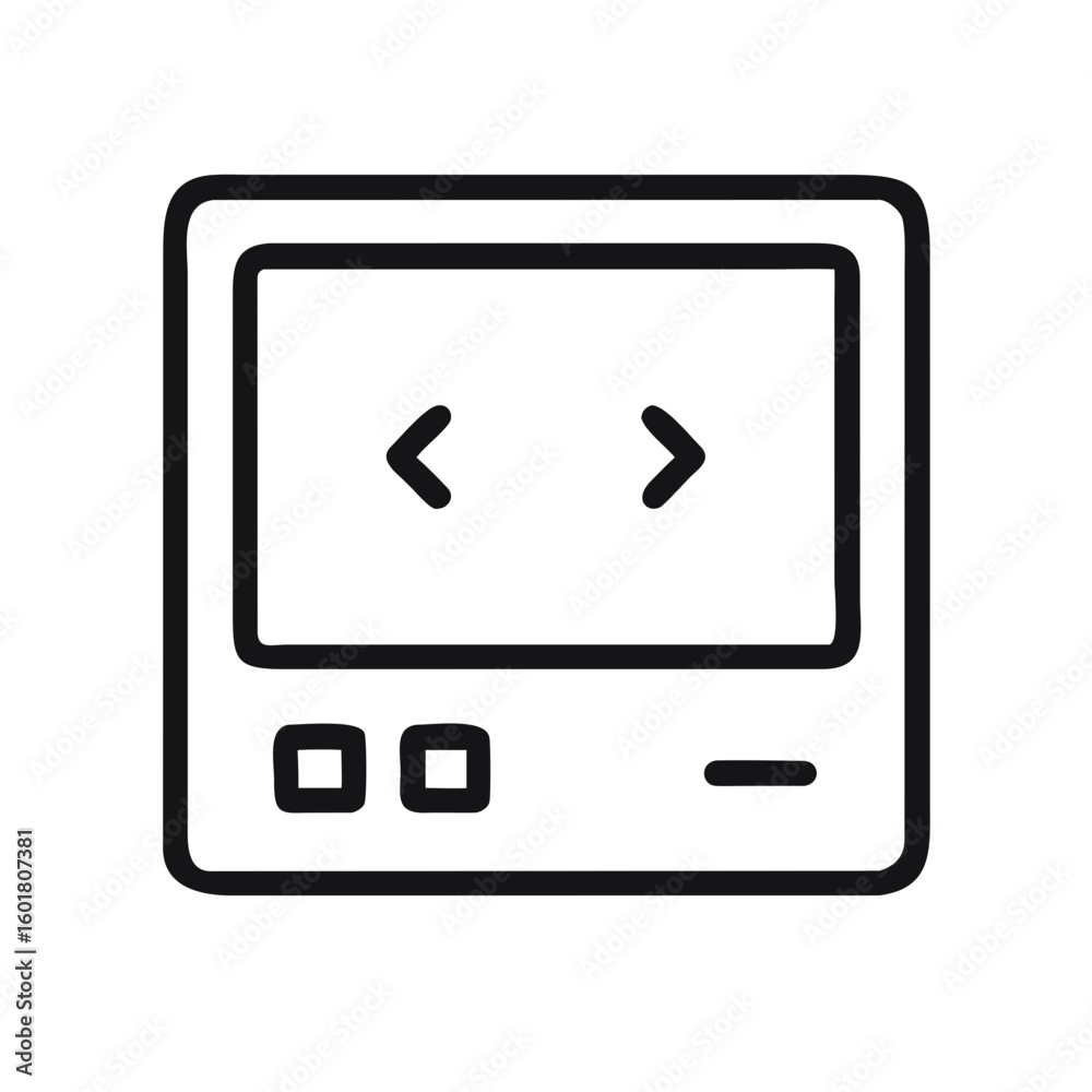 Poster minimalist green monochrome terminal screen icon representing digital communication and coding