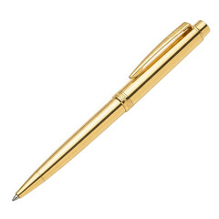 Naklejka premium Elegant golden pen writing instrument isolated on transparent background