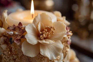 Detail shot of the baptismal candle decoration
