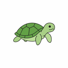 Adorable Green Sea Turtle Cartoon Illustration