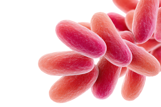 Microscopic view of rod-shaped bacteria.