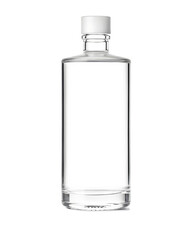Elegant clear glass bottle mockup perfect for branding spirits and beverages, showcasing pure contents