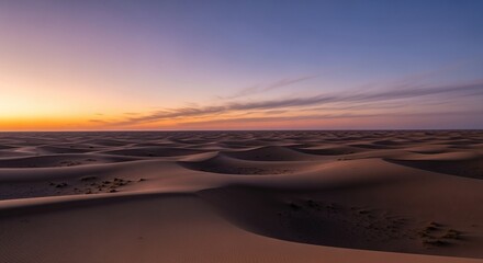 Desert Dunes at Sunset: Serene Landscape with Colorful Sky