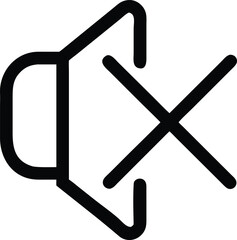 Silence Icon: A minimalist, monochromatic depiction of a speaker with a prominent mute or silence symbol overlaid, symbolizing a hush.