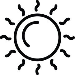 Simple Black and White Sun Icon with Rays Illustration Design