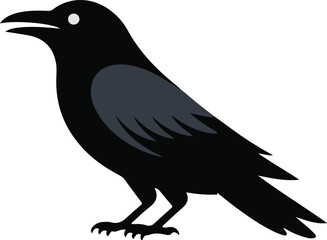 Fototapeta premium A stylized illustration of a black crow with a watchful gaze Transparent png vector