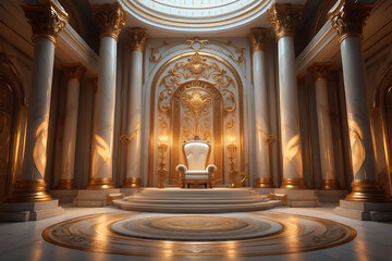 Ornate Throne Room with Marble Columns and Gold Accents