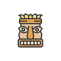 Stylized Tribal Totem Mask With Exaggerated Features On Transparent