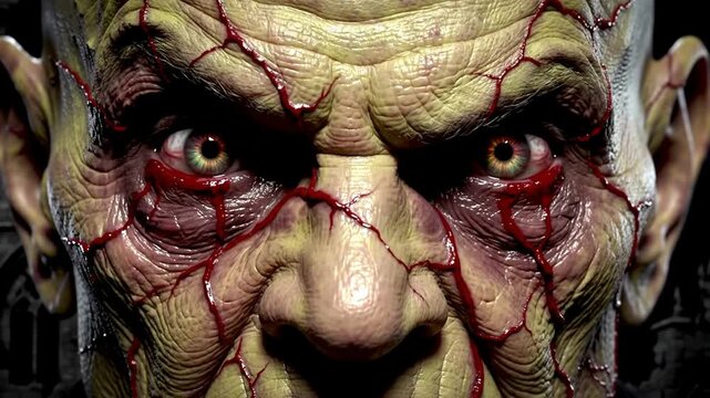 Horror Creatures Veiny Bloodshot Face