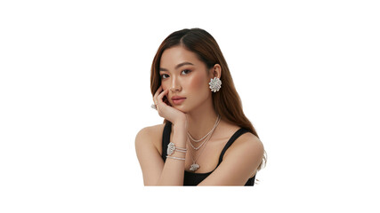 Elegant Woman Model Wearing Diamond Jewelry - Luxury Fashion Portrait