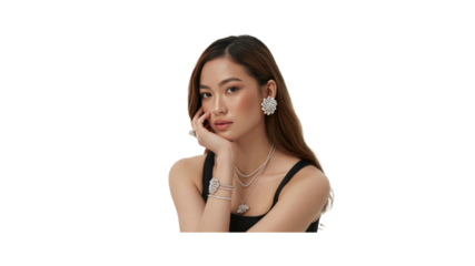 Elegant Woman Model Wearing Diamond Jewelry - Luxury Fashion Portrait
