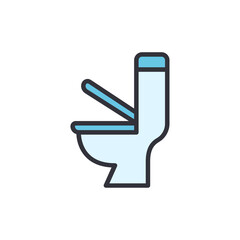 Stylized Toilet Seat Icon With Lifted Lid On Transparent Background