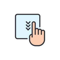 Hand Gesture Icon Showing Swipe Down Interaction On Transparent Layer