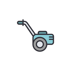 Isolated Cartoon Tiller For Garden Cultivation On Transparent Background