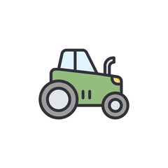 Illustration Of Green Tractor With A Transparent Background And Vector Style