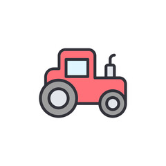 Simple Pink Tractor Illustration For Agricultural Purposes On Transparent