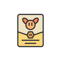 Stylized Pig Card With Honeycomb Details On A Transparent Setting