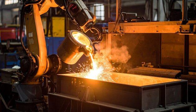 Robotic arm pouring molten metal