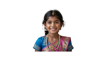 Portrait of a Smiling Young Indian Girl in Traditional Clothing