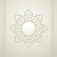 Decorative frame Elegant vector element for design in Eastern style, place for text. Floral beige border. Lace illustration for invitations and greeting cards