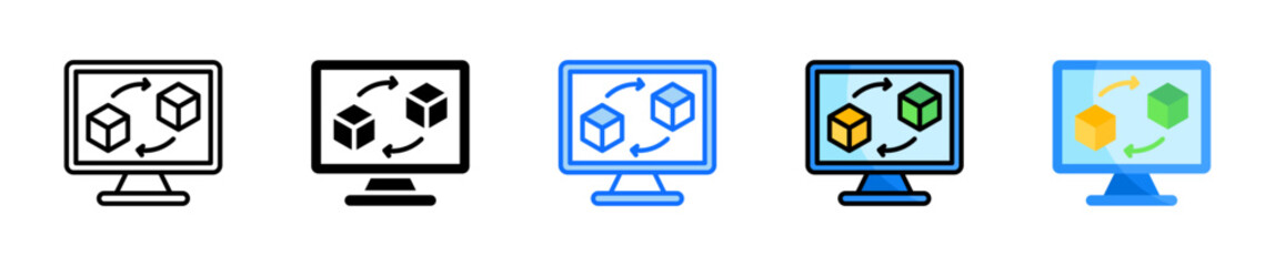 Digital Twins Icon Set Multiple Style Collection