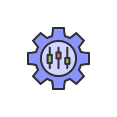 Stylized Illustration Of Financial Chart Within A Cogwheel Design