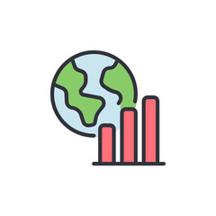 World Economy Growth With Chart And Earth Globe Illustration