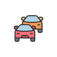 Naklejka premium Stylized Illustration Of Two Cars Racing With A Transparent Overlay