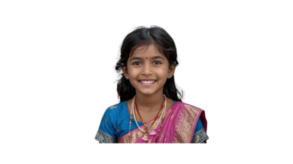 Portrait of a Smiling Young Indian Girl in Traditional Clothing