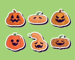 Pumpkin Set Stickers Illustration 
