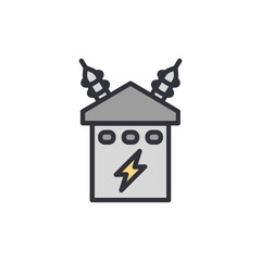Stylized High Voltage Transformer Icon On Transparent Illustration