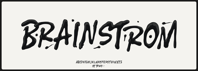 Hand drawn liquid vector font. Unique alphabet with y2k and urban style. Typography for fashion, apparel, music, poster, and movie.   