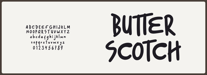 Hand drawn bold vector font. unique alphabet with variation, fun and creative style. Typography for branding, cafe, food, product, bakery, and etc.