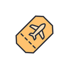 Stylized Airline Ticket Illustration Featuring Airplane Icon and Perforation