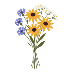 Obraz premium Vibrant Bouquet of Wildflowers with Yellow and Blue Blooms
