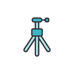 Isolated Turquoise Tripod Symbol For Photography Or Videography Device
