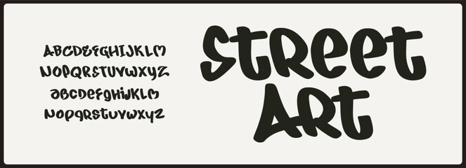 Hand drawn tagging graffiti vector font. Urban uppercase and lowercase alphabet with street art style. Typography for poster, headline, fashion, and etc.