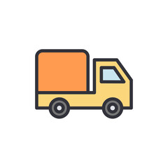 Illustration Of A Delivery Truck With An Orange Cargo Container