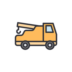 Illustrated Towing Truck Icon With Transparent Canvas For Creative Designs