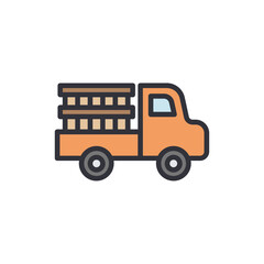 Illustration Of A Light Delivery Truck With Load On Transparent Background
