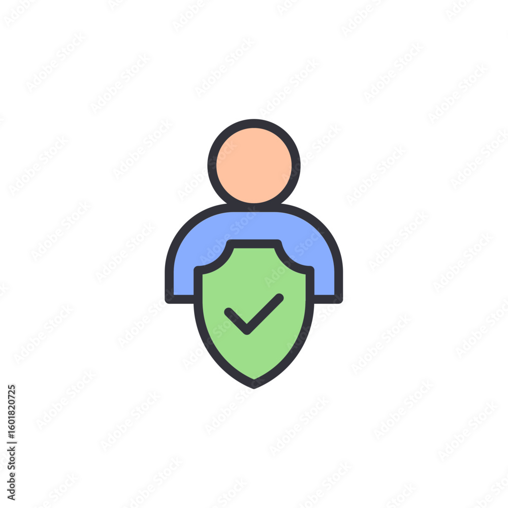 Poster protected user account symbolizes security and validated identity