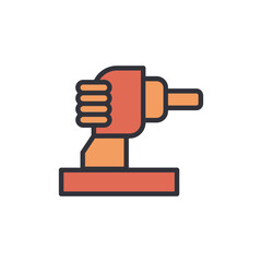 Stylized Illustration Of A Hand Operating Industrial Machinery Tool