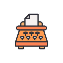 Vintage Typewriter With Paper Ready For Writing Isolated On Transparent