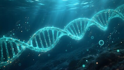 DNA Strand Floating in an Underwater Environment