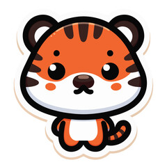 Flat Design Tiger Character for Sticker Use