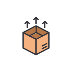 Open Cardboard Box With Upward Arrows Symbolizing Growth And Expansion